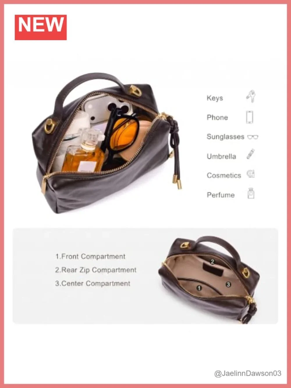 Genuine Leather Small Top Handle Satchel Crossbody Purse Adjustable Strap